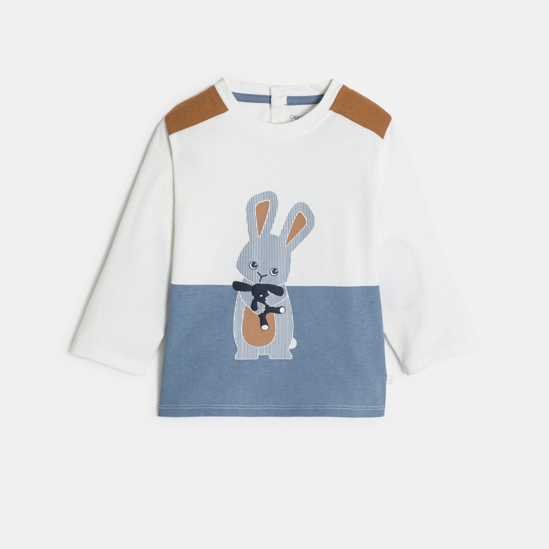 Langarm-T-Shirt Kaninchen blau Kleinkind Junge