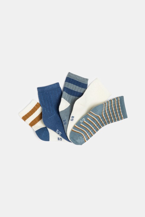 Calcetines de canalé a rayas azul bebé niño 1