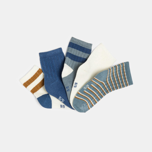 Chaussettes Côtelées Rayées Bleu Bébé Garçon - Bleu - 15/18 - OBAIBI