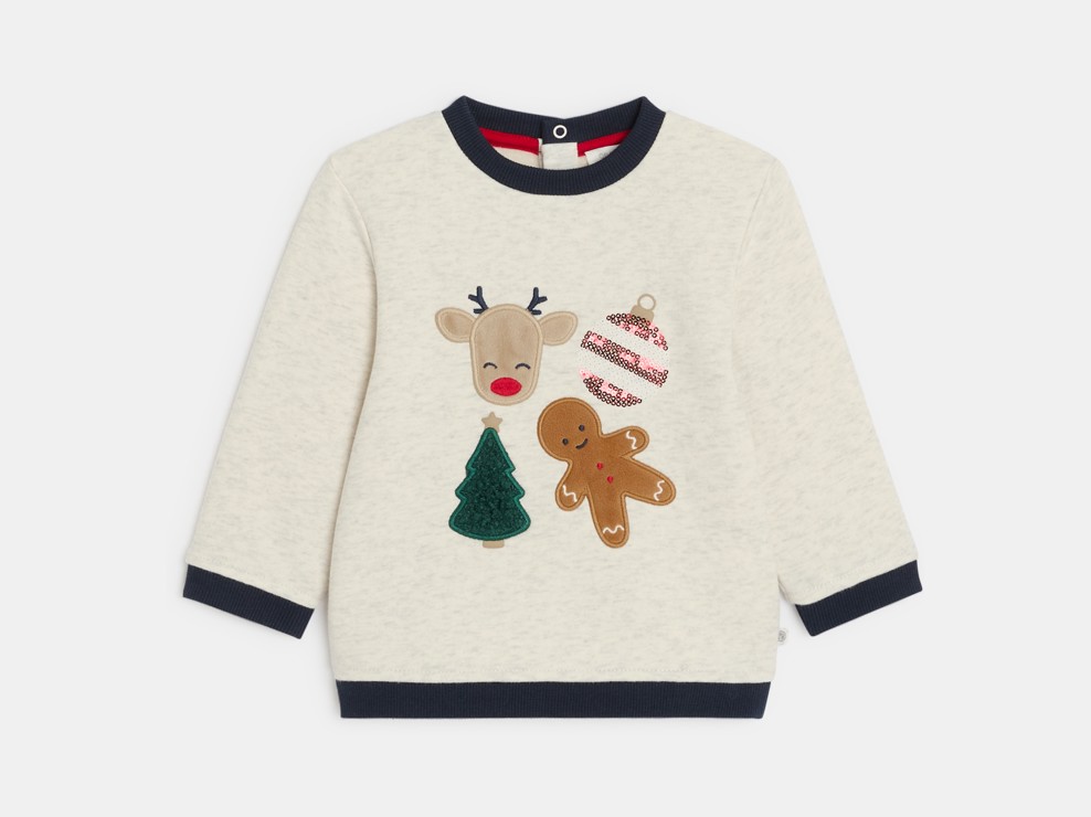 Sweatshirt beige festliches Motiv Kleinkind Junge 1