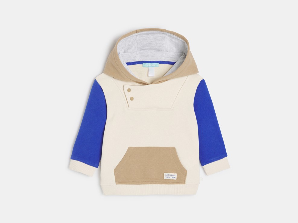 Beiges Baby-Sweatshirt aus Molton mit Kapuze für kleine Jungen 2