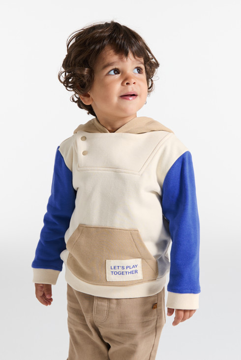 Sweat à capuche molleton beige bébé garçon 2