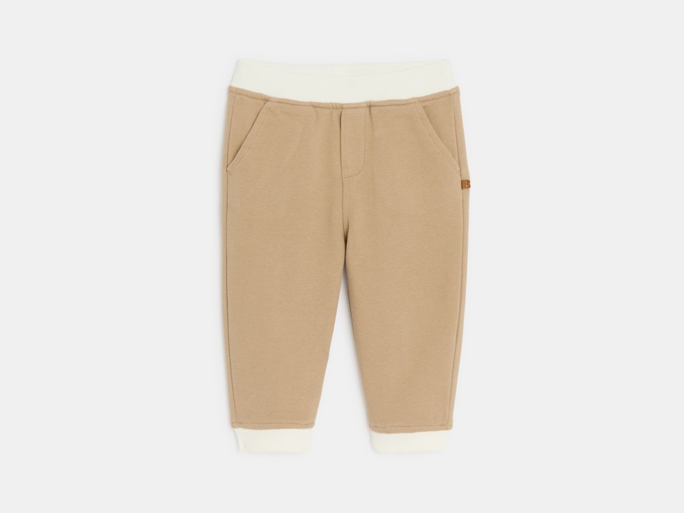 Sweat et jogging molleton à message beige bébé garçon 2