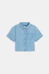 Chemise courte à manches courtes bleu jean Fille