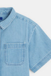 Chemise courte à manches courtes bleu jean Fille 3