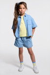 Chemise courte à manches courtes bleu jean Fille 4