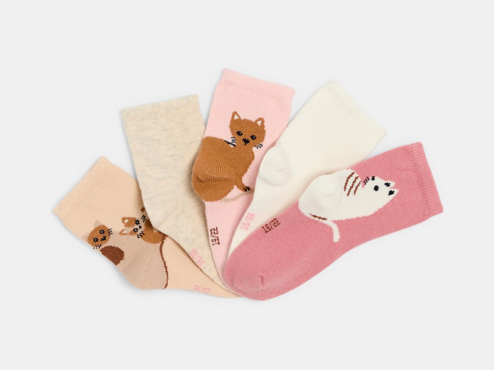 Set mit rosa Socken Katzenmotiv Kleinkind Mädchen 1