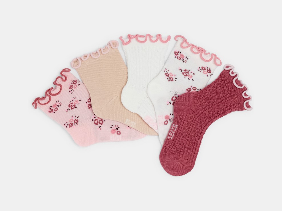 Chaussettes fantaisie rose bébé fille (lot de 5) 1