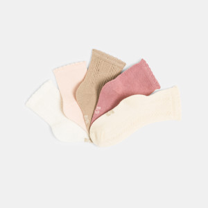 Chaussettes fantaisie rose bébé fille (lot de 5)