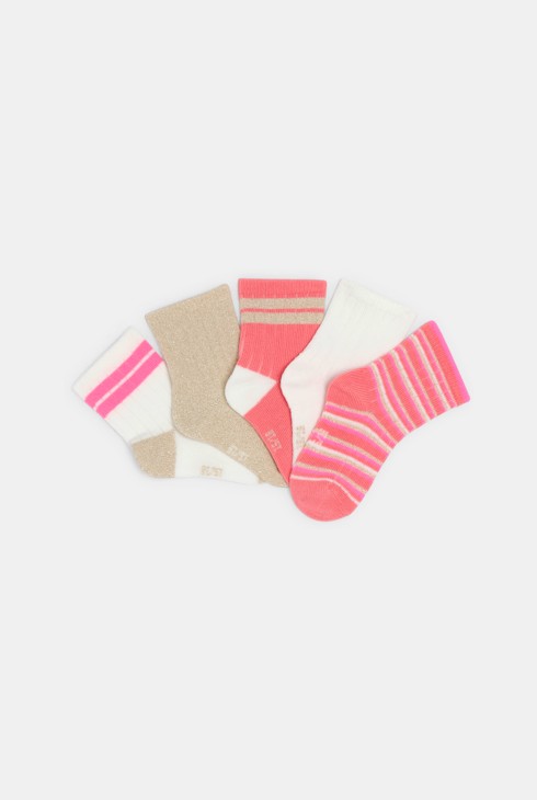 Chaussettes rayées rose bébé fille (lot de 5) 1