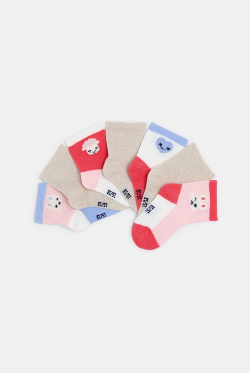 Roze sokken met snoetje voor babymeisjes (7 paar) 1