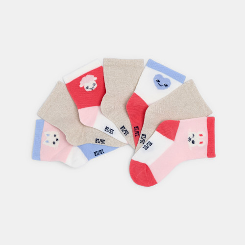 Chaussettes Frimousse Rose Bébé Fille (lot De 7) - Multicolore - 19/22 - OBAIBI