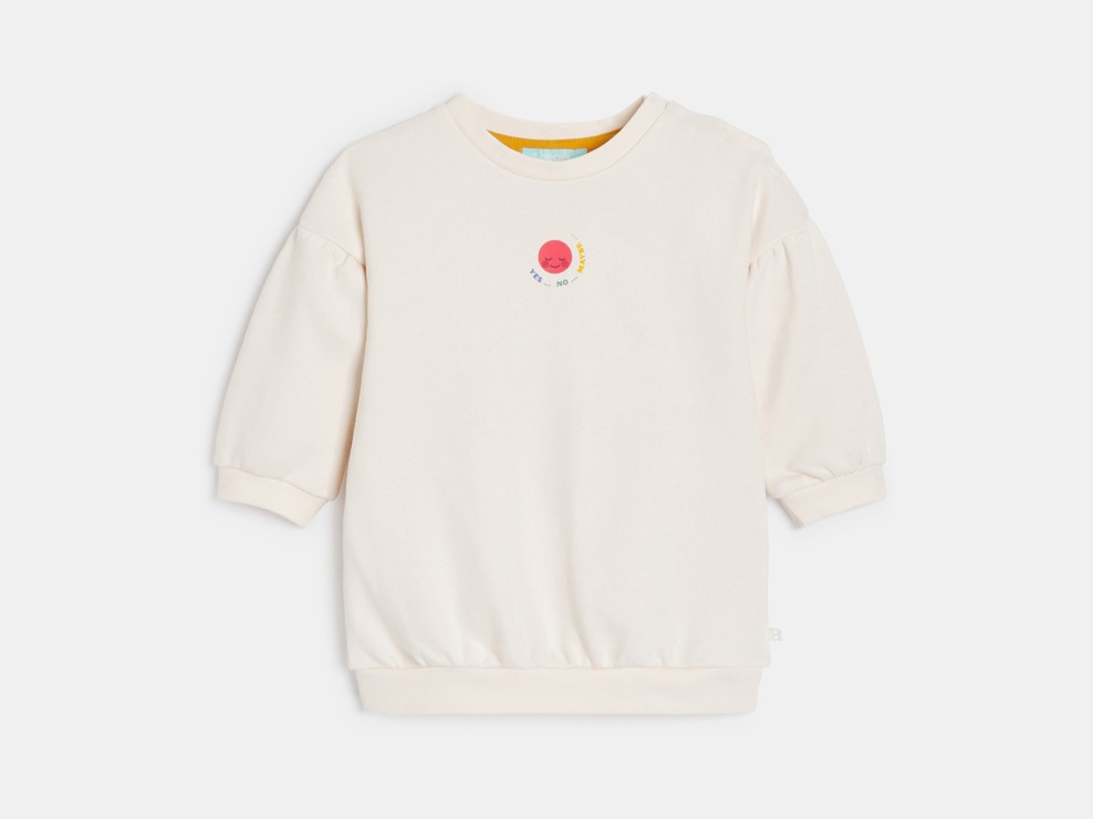 Weißes Sweaterkleid aus Molton und Leggings für kleine Mädchen 2