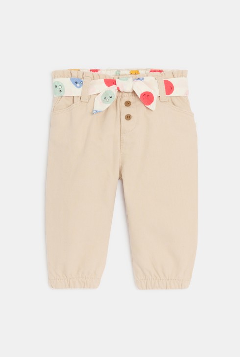 Pantalon ceinture fantaisie beige bébé fille 1