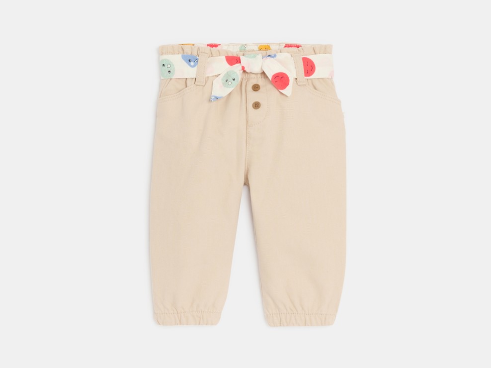 Pantalon ceinture fantaisie beige bébé fille 2