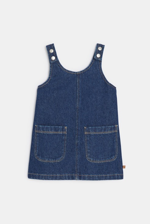 Robe salopette denim bleu bébé fille 1