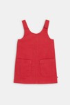 Robe salopette denim rouge bébé fille
