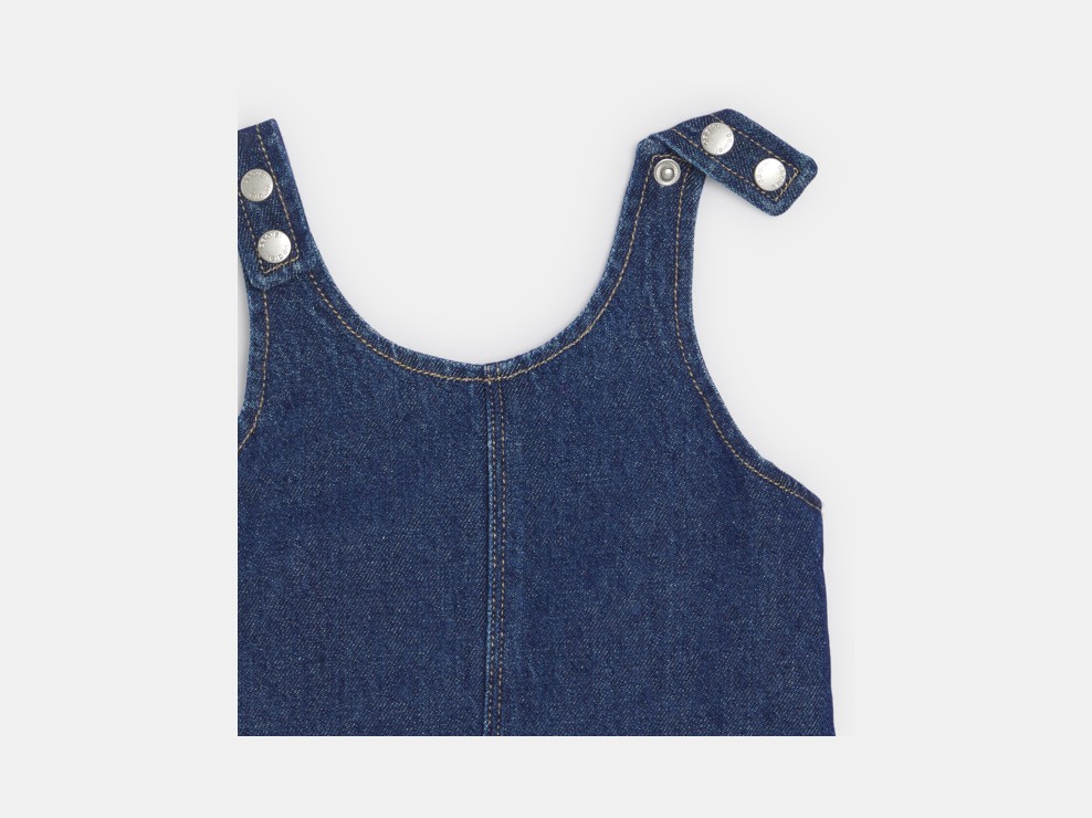 Robe salopette denim bleu bébé fille 2