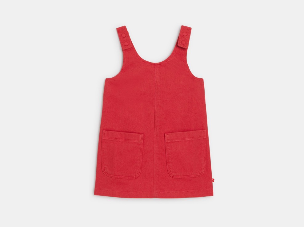 Rotes Latzkleid aus Denim für kleine Mädchen 2