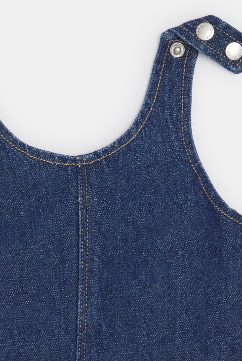 Dekliška obleka v obliki pajaca iz modrega denima za dojenčke 2