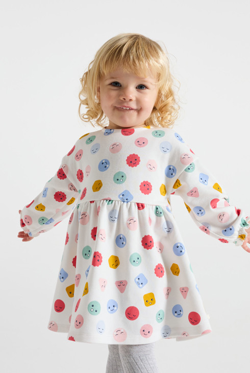 Emotions-Kleid aus leichtem Molton in Weiß für kleine Mädchen 2