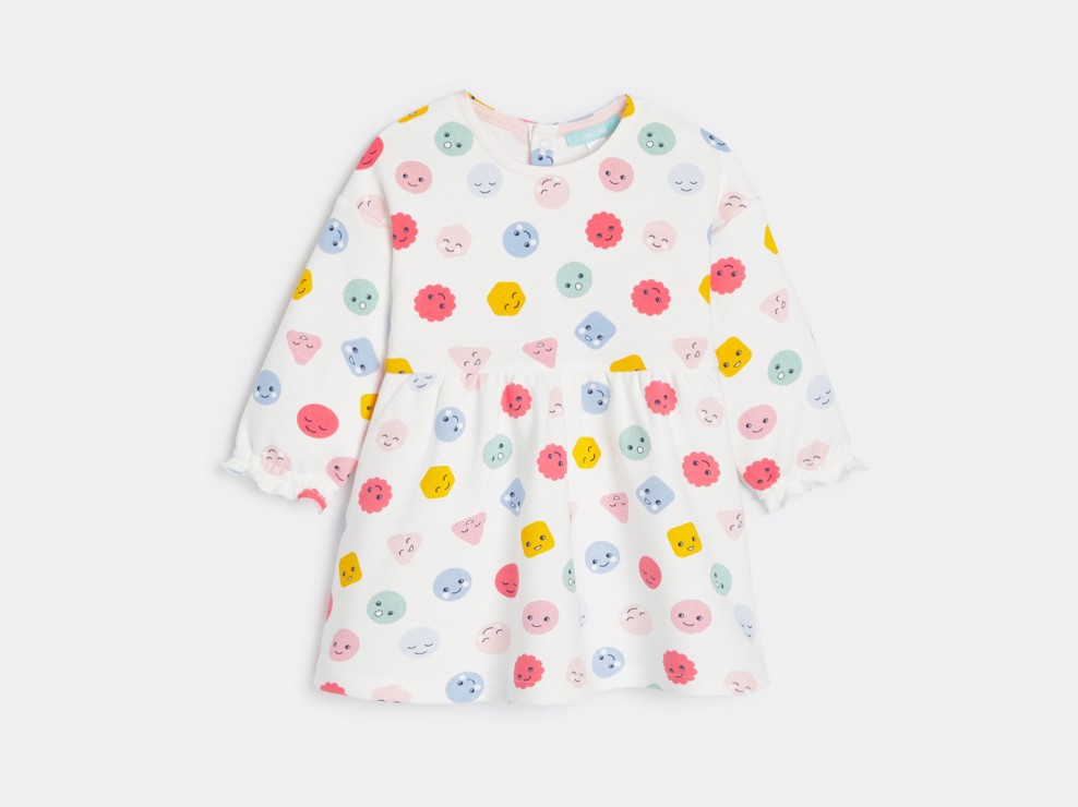 Emotions-Kleid aus leichtem Molton in Weiß für kleine Mädchen 2