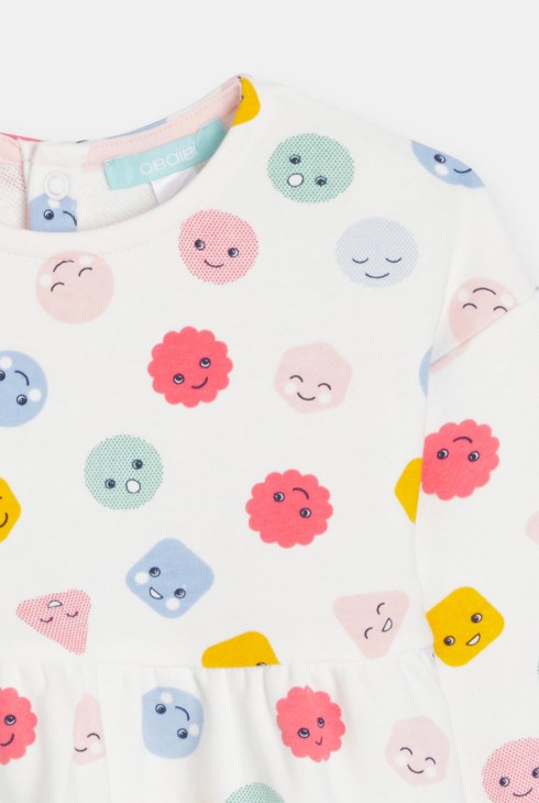 Robe molleton léger émotions blanc bébé fille