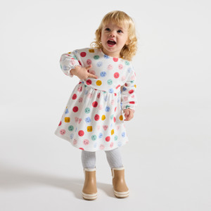 Emotions-Kleid aus leichtem Molton in Weiß für kleine Mädchen