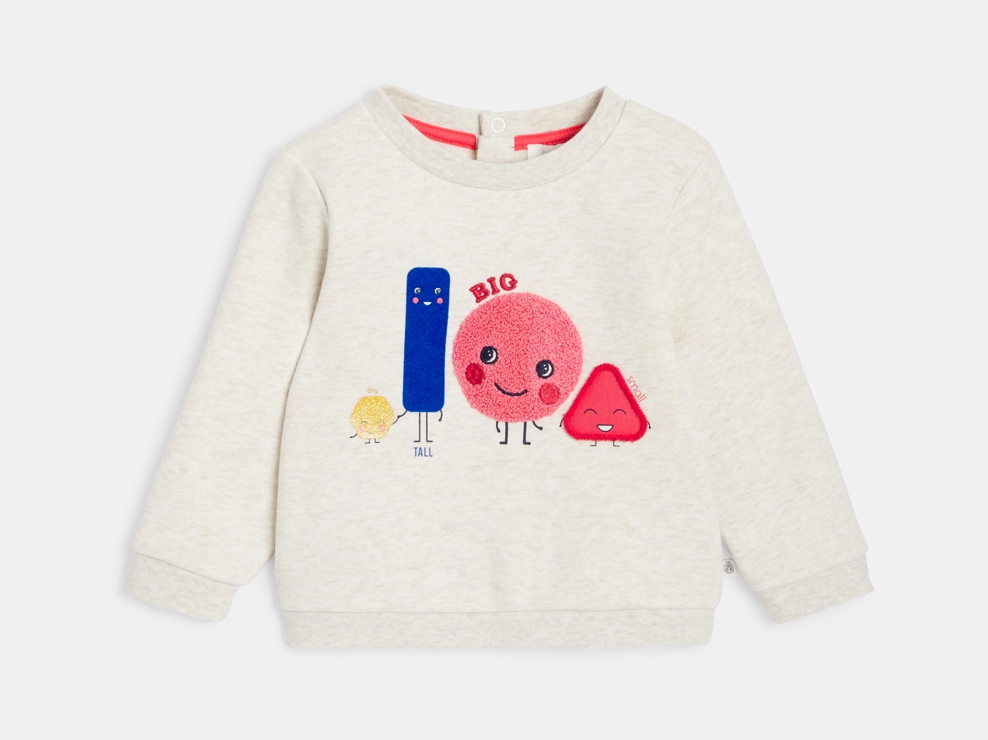Sweat molleton sensoriel blanc bébé mixte 1