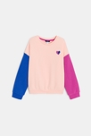 Sweat-shirt en molleton colorblock rose Fille