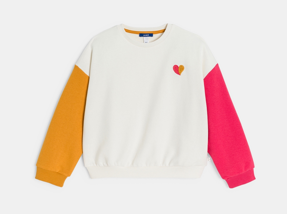 Sweatshirt aus Molton Colorblock grau Mädchen 1