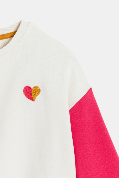 Sweat-shirt en molleton colorblock gris Fille