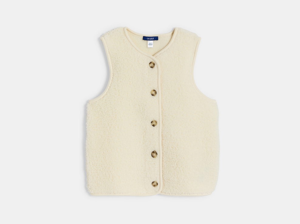 Veste sans manches en moumoute écru Fille 1