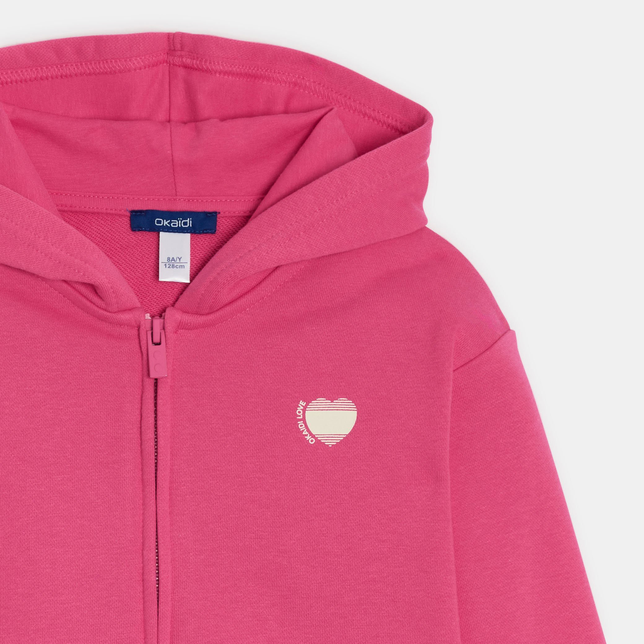 Sweat à capuche violet fille - Rose feu