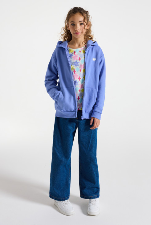 Sweat-shirt à capuche violet Fille 1