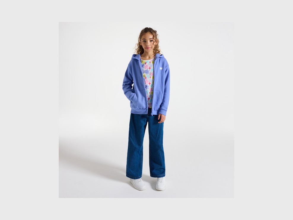 Paarse sweater met kap voor meisjes 1