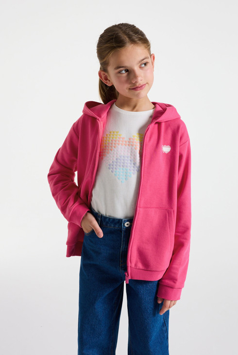 Sweat-shirt rose à capuche Fille 2