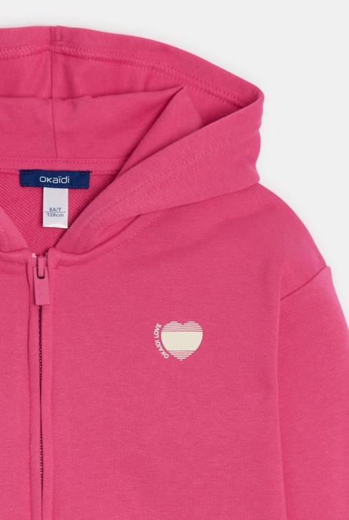 Sweat-shirt rose à capuche Fille