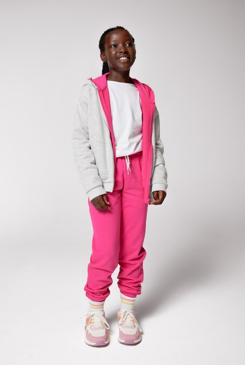 Sweat-shirt rose à capuche Fille 1