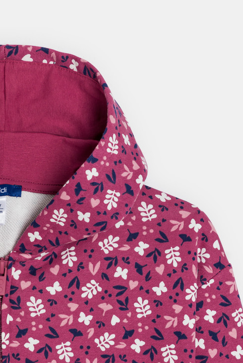 Sweat-shirt à capuche imprimé violet Fille