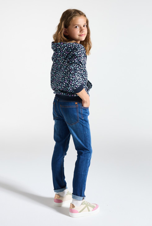 Blauwe sweater met kap en print voor meisjes 2