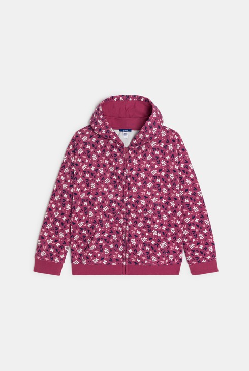 Ljubičasta majica s kapuljačom i printom za djevojčice 2