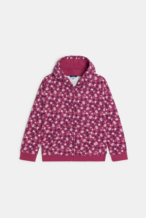 Sweat-shirt à capuche imprimé violet Fille 2