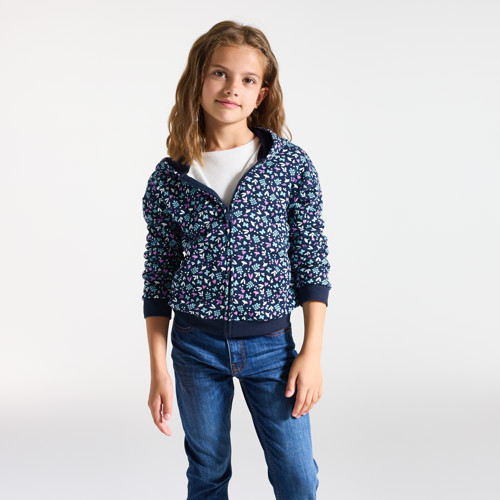 Sweat-shirt À Capuche Imprimé Bleu Fille - Imprimé Bleu - 3A - OKAIDI