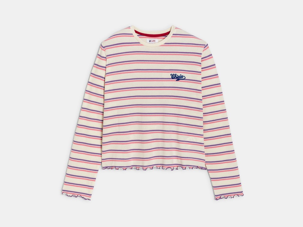 T-shirt manches longues rayé rose fille Chipie 1