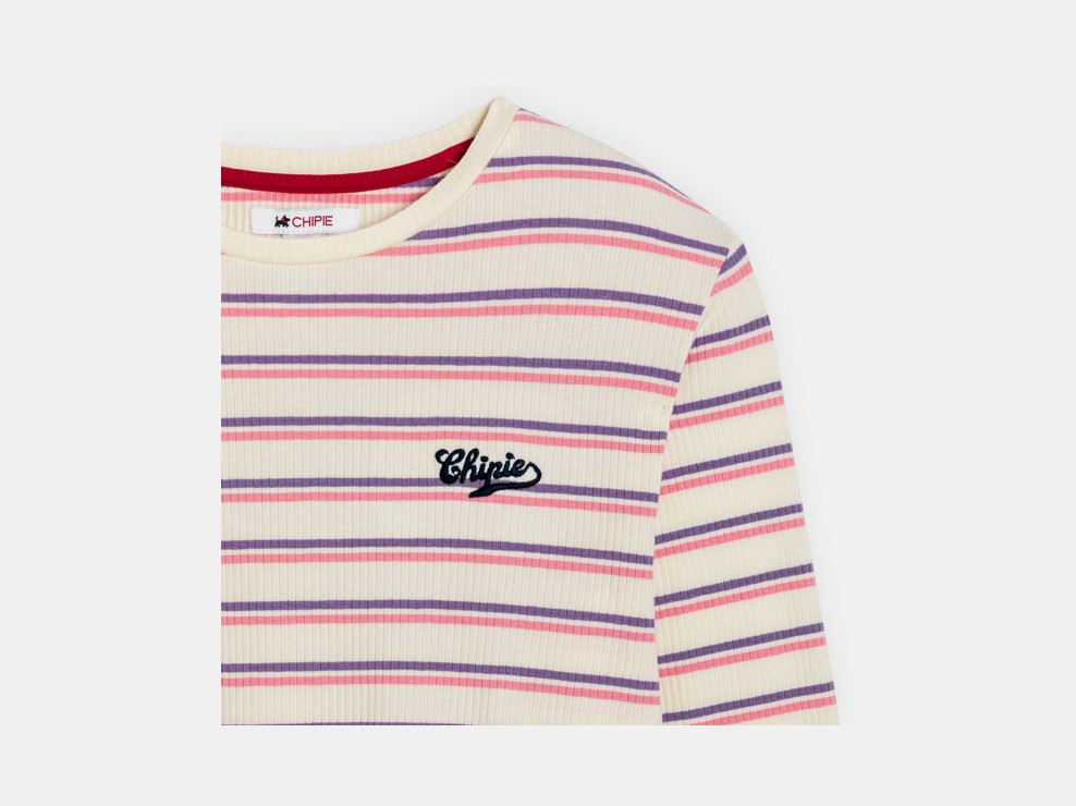 T-shirt manches longues rayé rose fille Chipie 2