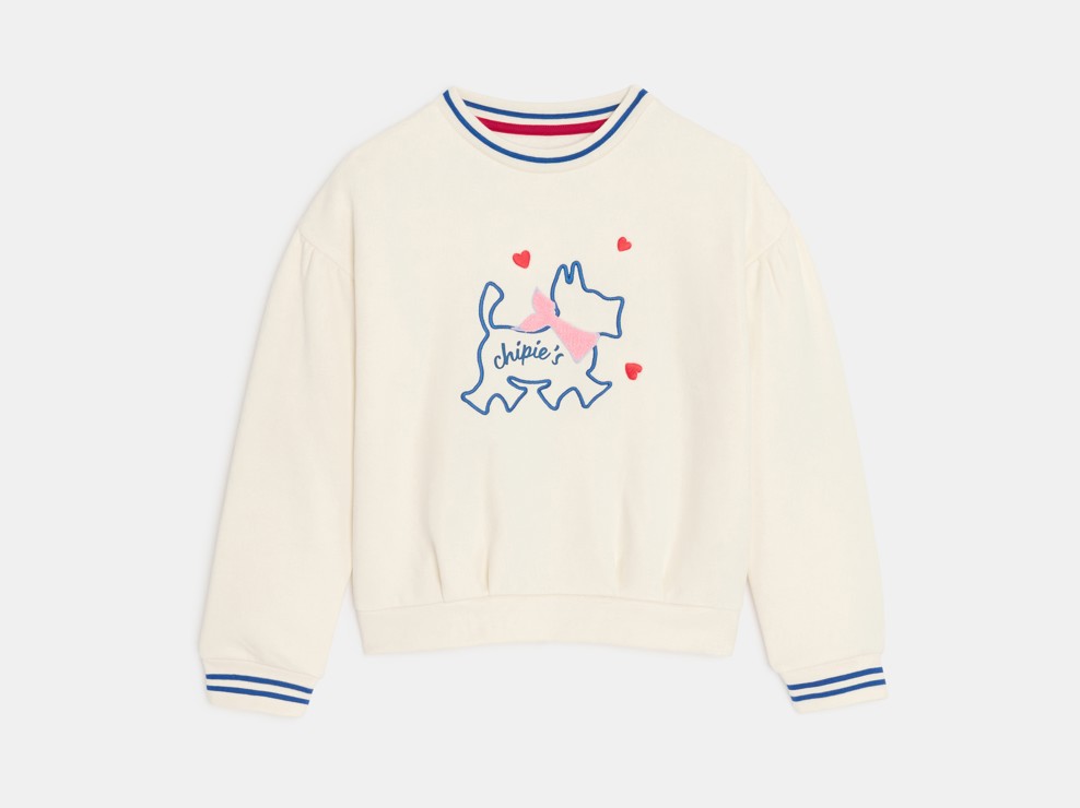 Pullover in pile bianco con Scottish bambina Chipie 1
