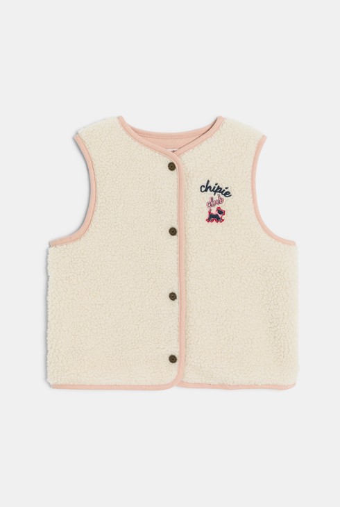 Gilet sans manches moumoute beige fille Chipie