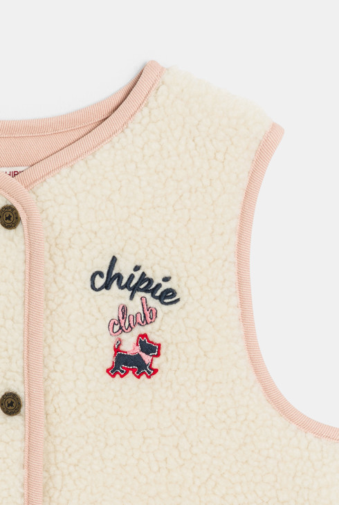 Gilet sans manches moumoute beige fille Chipie
