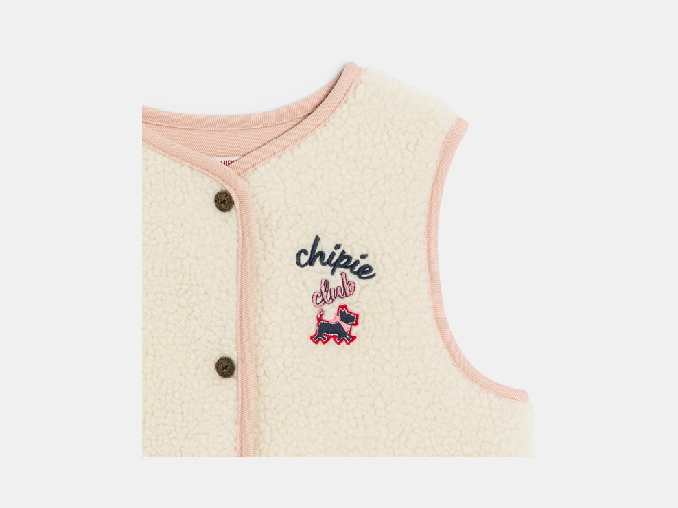 Beige mouwloos vestje van kunstbont voor meisjes - Chipie 2